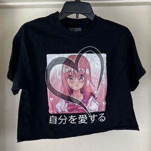 Black long cropped tshirt from forever 21, size: s/m